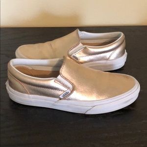 Rose gold classic slip on Vans sneakers